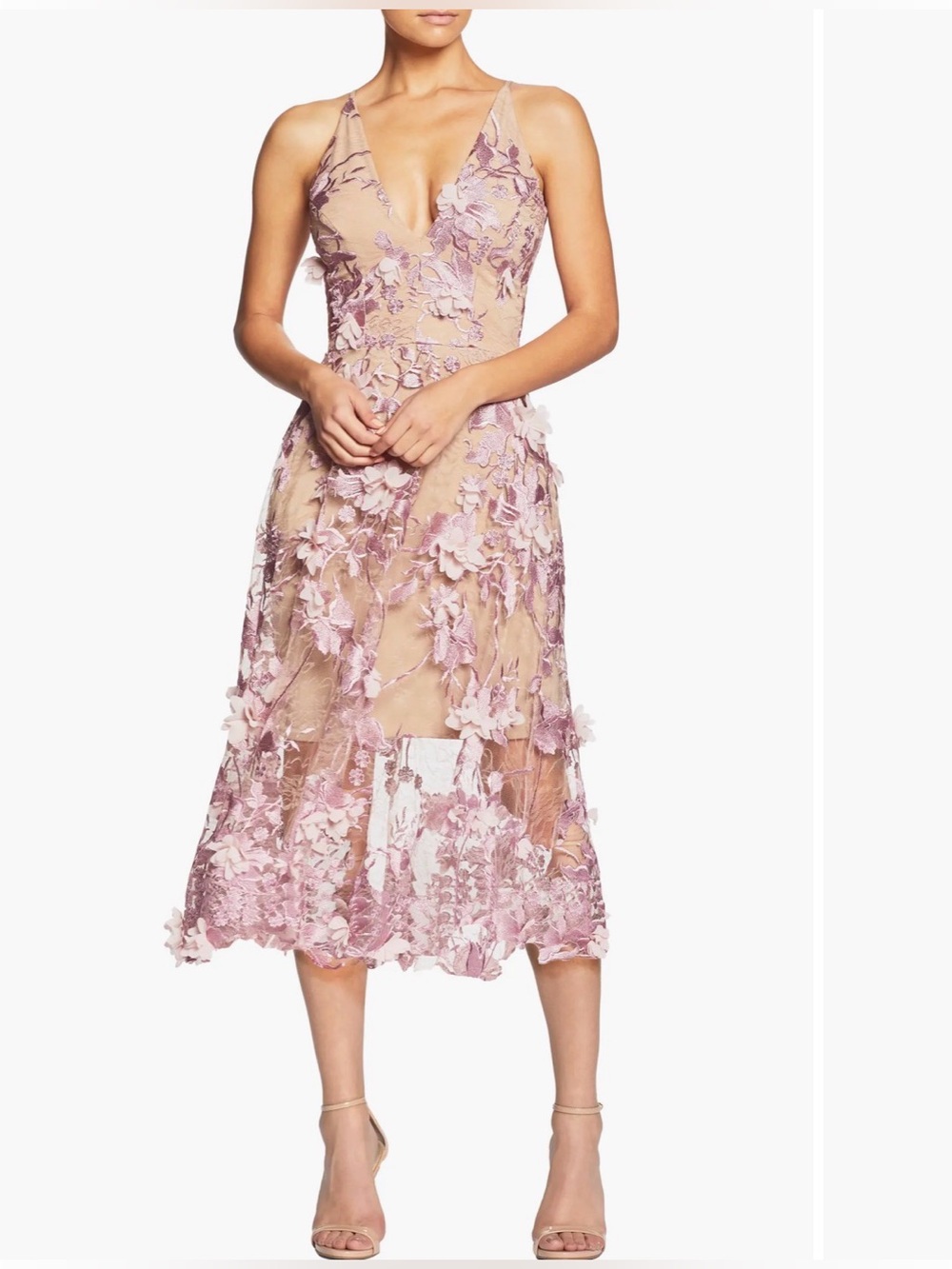 Audrey Embroidered Fit & Flare Dress
Dress the Population lilac/nude